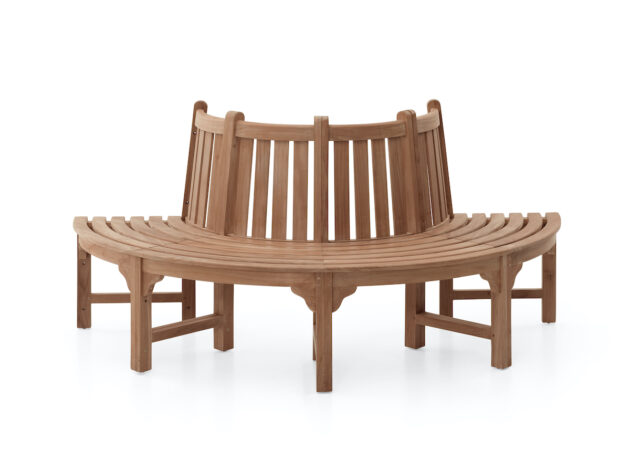 Poloblúková teaková lavica Halbbogen k stromu