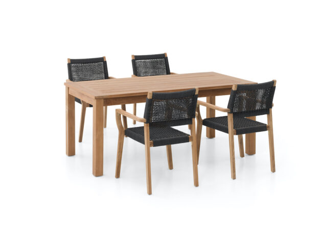 Teakový jedálenský set Calvi so 4 stoličkami